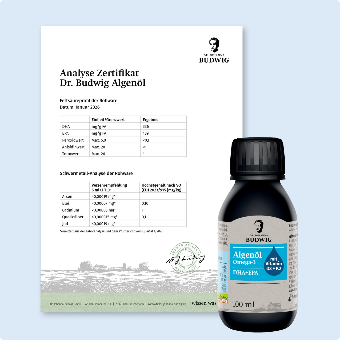 Omega-3 Algenöl Pur mit Vitamin D3 & K2