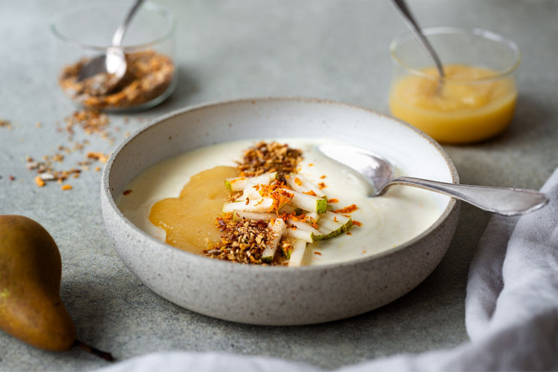 Budwig Creme mit Kurkuma-Birnenmus