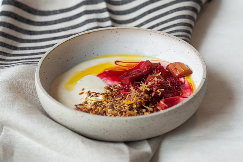 Budwig Creme Rhabarber-Himbeer Kompott