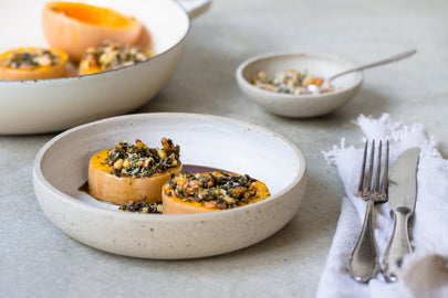 Butternutkürbis mit Orangen-Parmesan-Kräuterkruste