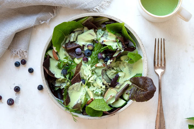Gurken-Minze-Erbsen Dressing mit Leinöl