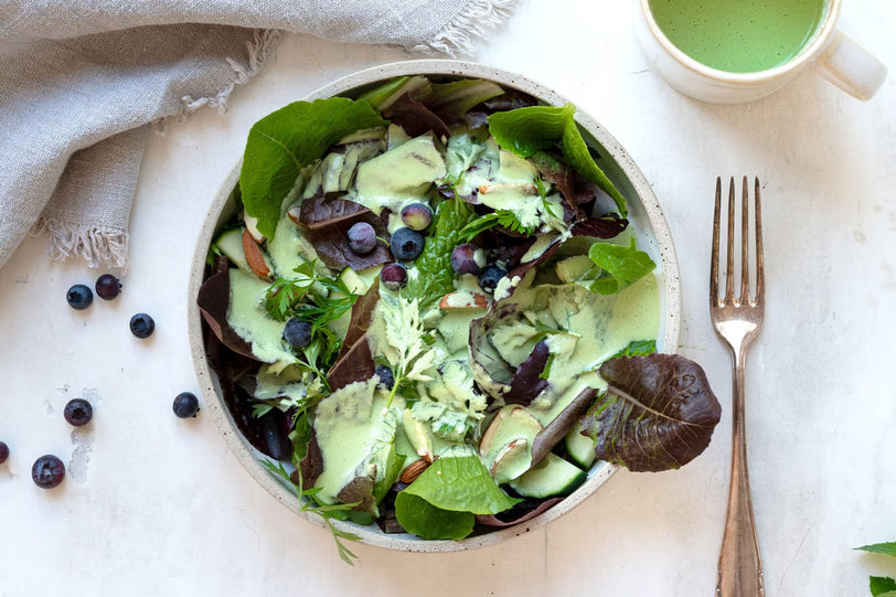 Gurken-Minze-Erbsen Dressing mit Leinöl