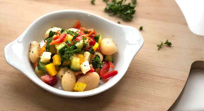 Weiße Bohnen Salat mit Budwig Leinöl-Dressing