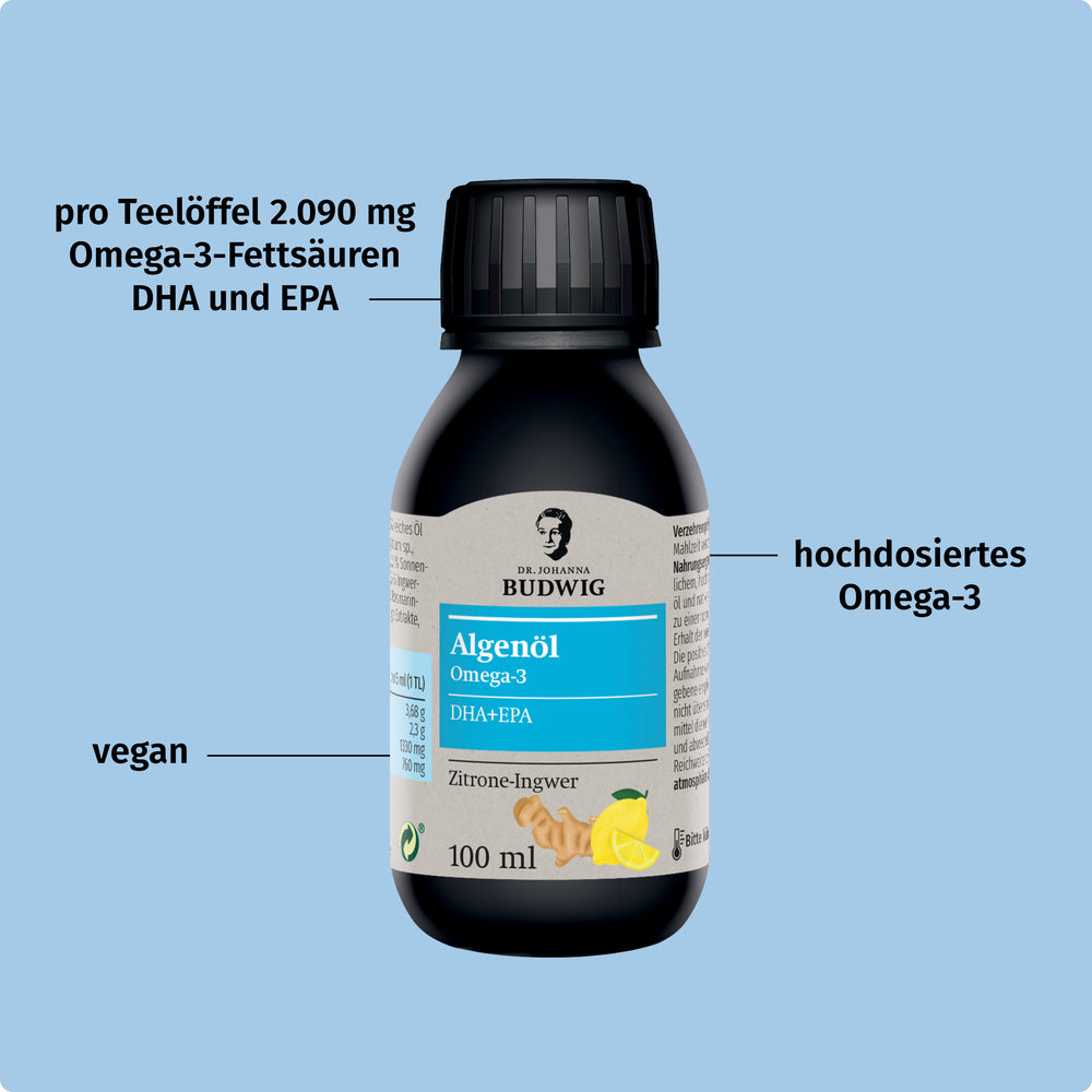 Omega-3 Algenöl Zitrone-Ingwer
