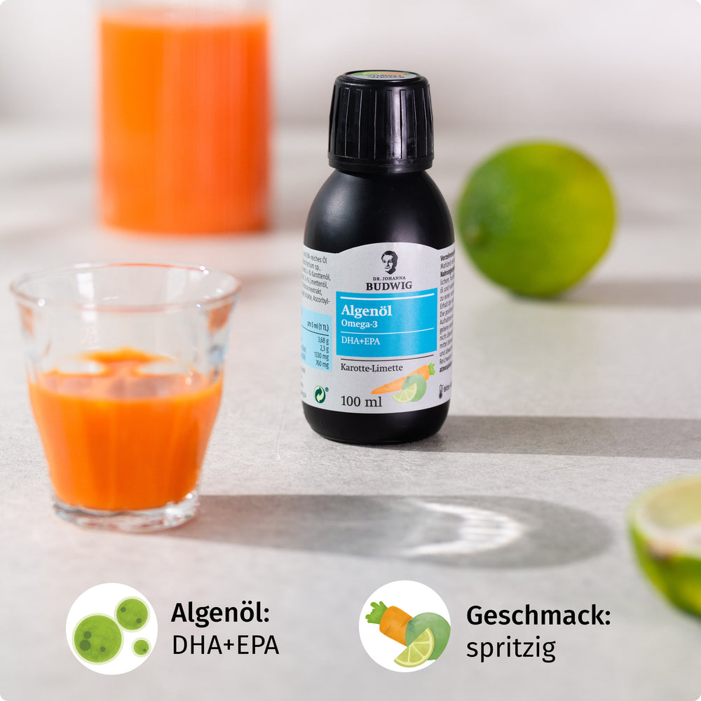 Omega-3 Algenöl Karotte-Limette