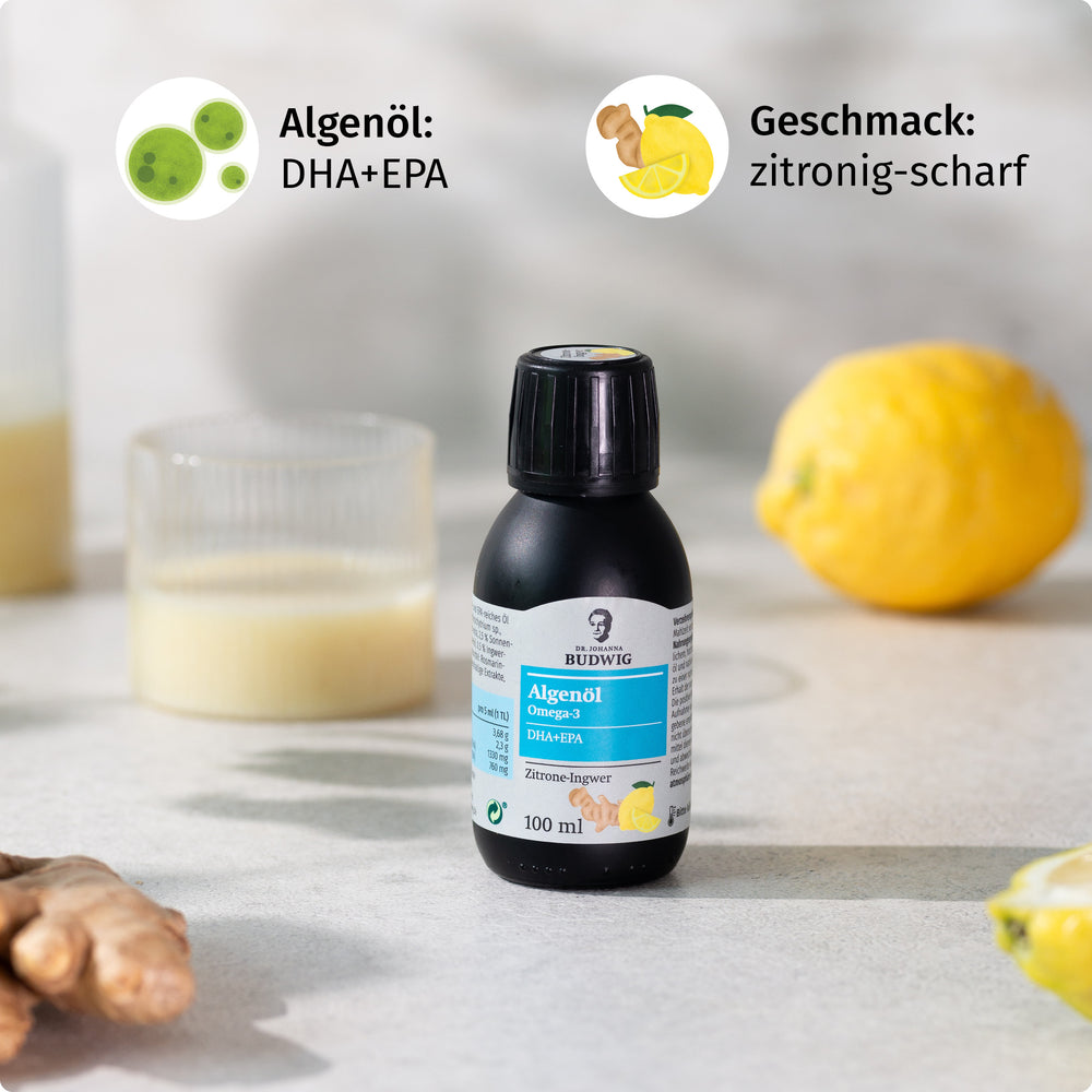 Omega-3 Algenöl Zitrone-Ingwer