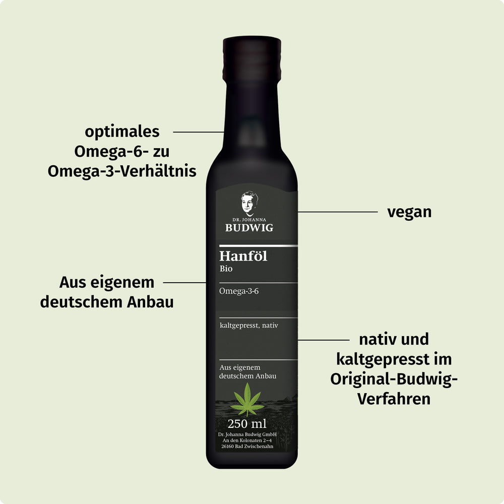 Hanfl kaufen | kaltgepresst, gesund & lecker  Dr. Johanna Budwig