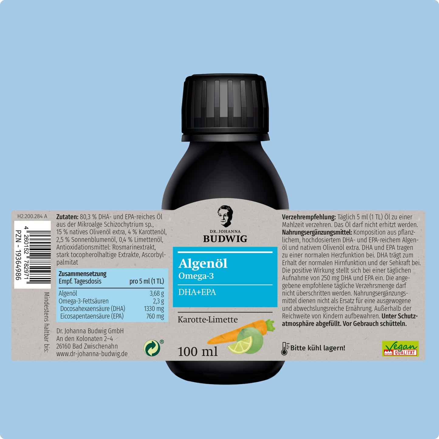 Omega-3 Algenöl Karotte-Limette