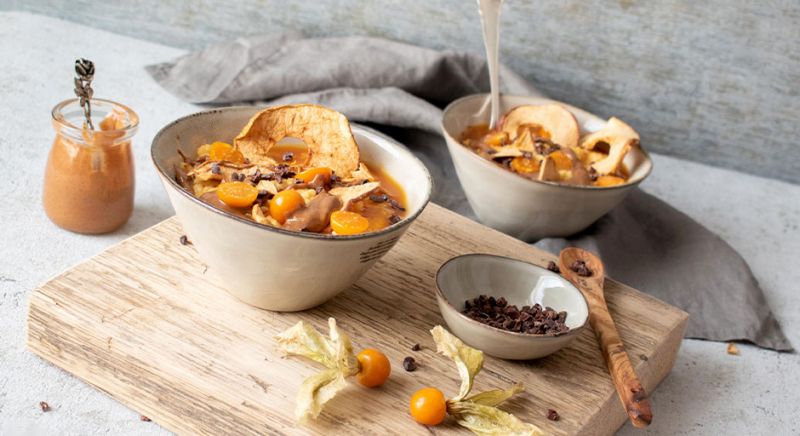 Warmes Budwig Porridge mit Fermentgold Kurkuma